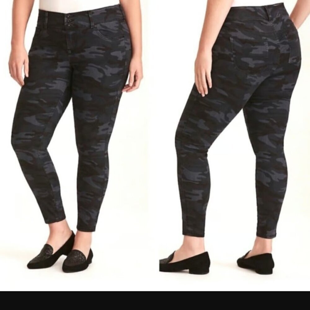 Torrid Black Gray Camo Camouflage Skinny Jean Jegging Size 18 #18